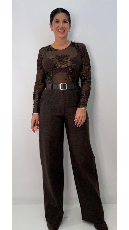 PANTALON DE PAÑO MARRON