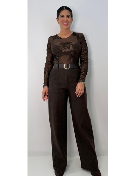 PANTALON DE PAÑO MARRON