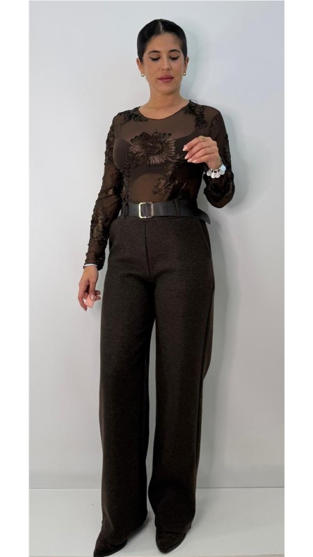 PANTALON DE PAÑO MARRON 2