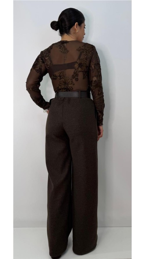 PANTALON DE PAÑO MARRON