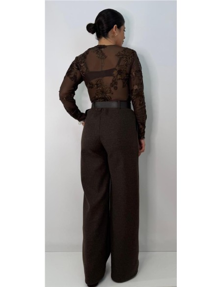 PANTALON DE PAÑO MARRON