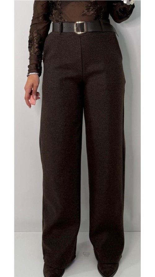 PANTALON DE PAÑO MARRON