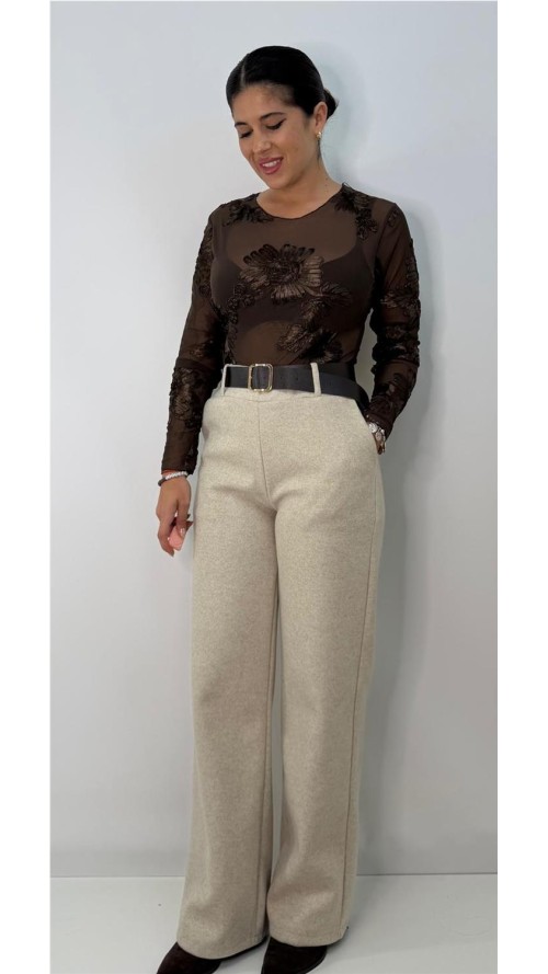 PANTALON DE PAÑO BEIG