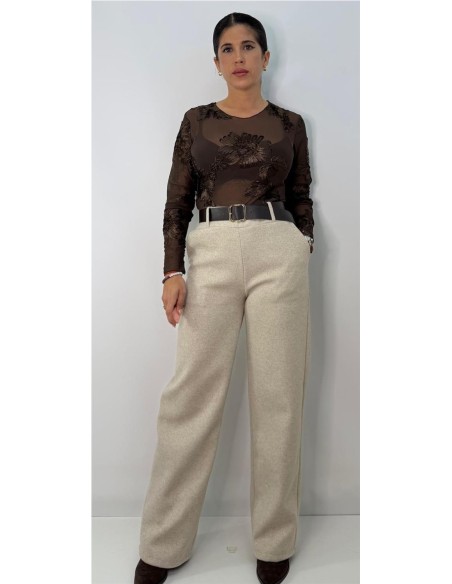 PANTALON DE PAÑO BEIG
