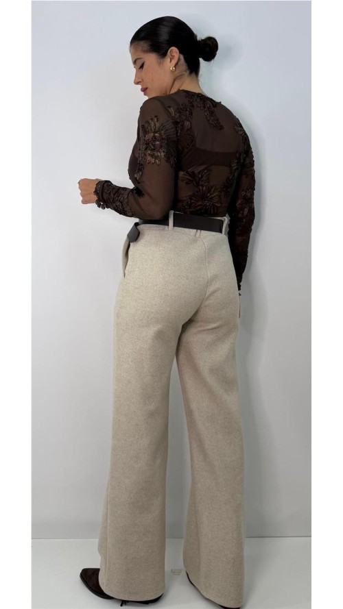 PANTALON DE PAÑO BEIG