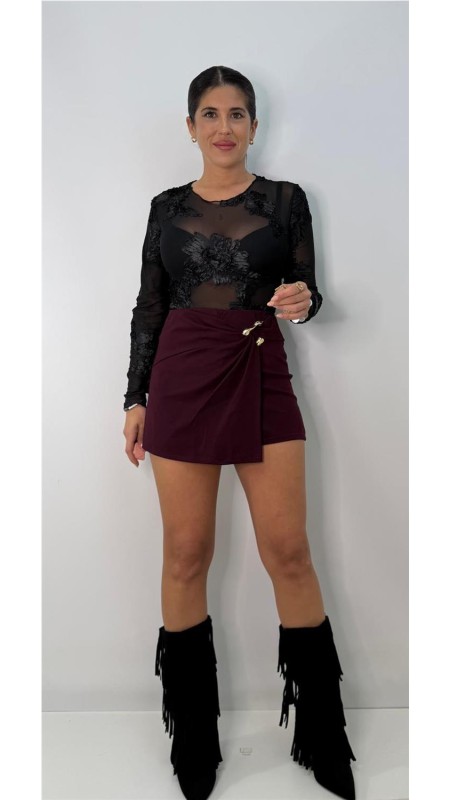 FALDA PANTALO SHAKIRA BURDEOS