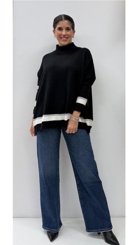 MAXI JERSEY BRILLO NEGRO PLATA