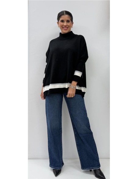 MAXI JERSEY BRILLO NEGRO PLATA