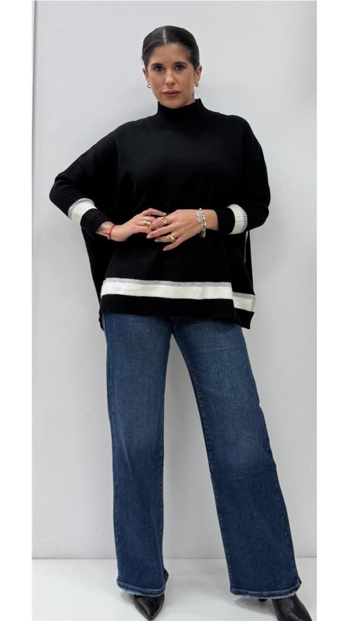 MAXI JERSEY BRILLO NEGRO PLATA