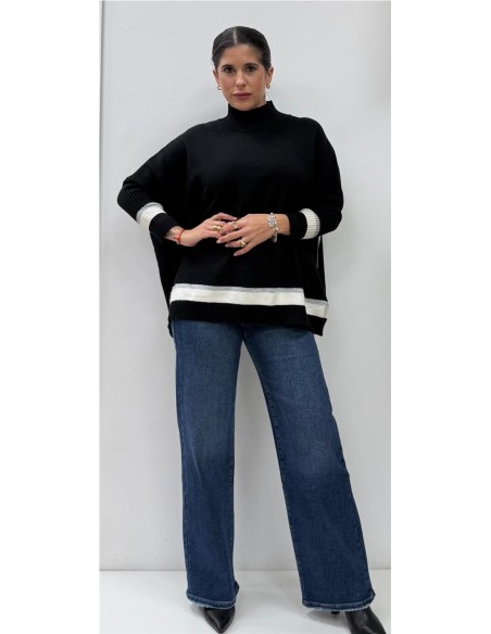 MAXI JERSEY BRILLO NEGRO PLATA