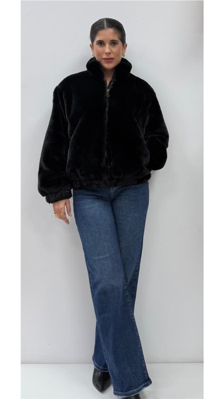 CHAQUETA BOMBER PELO NEGRO