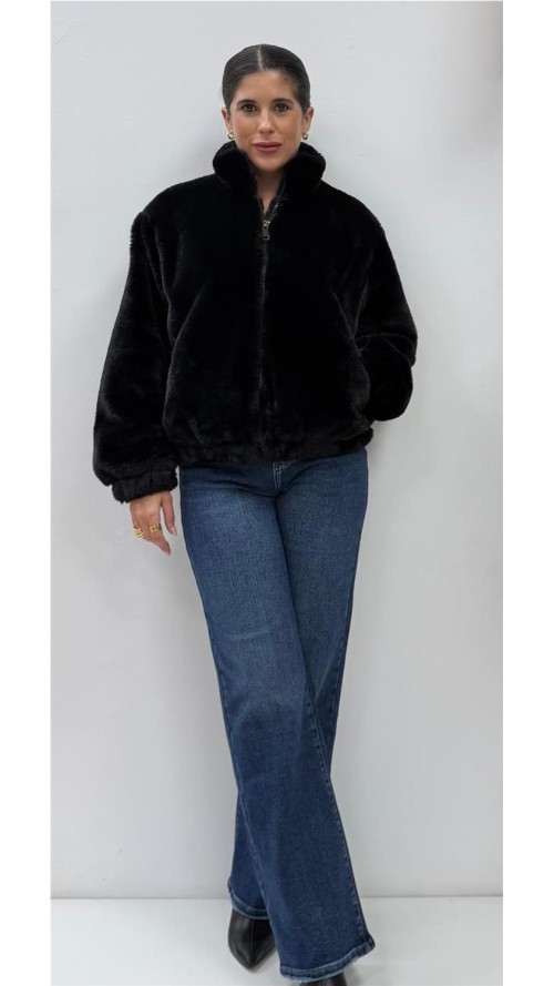 CHAQUETA BOMBER PELO NEGRO