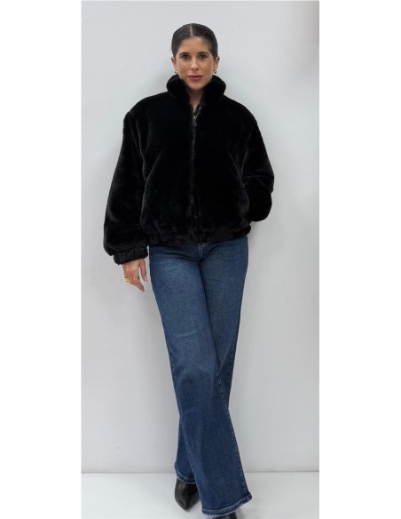 CHAQUETA BOMBER PELO NEGRO