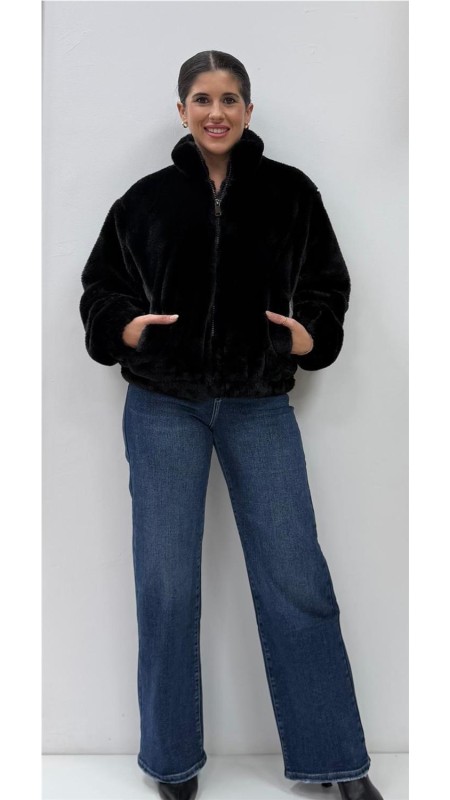 CHAQUETA BOMBER PELO NEGRO 2