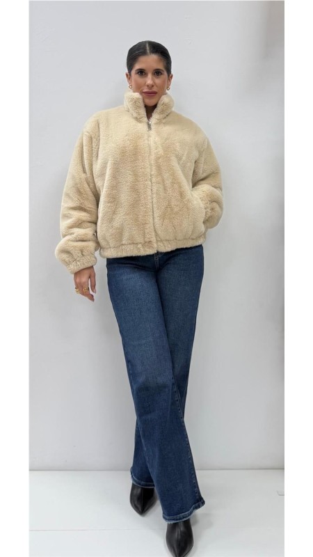 CHAQUETA BOMBER PELO BEIG 2