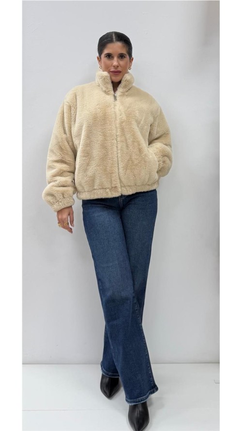 CHAQUETA BOMBER PELO BEIG