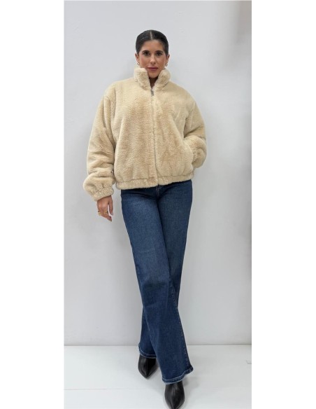 CHAQUETA BOMBER PELO BEIG