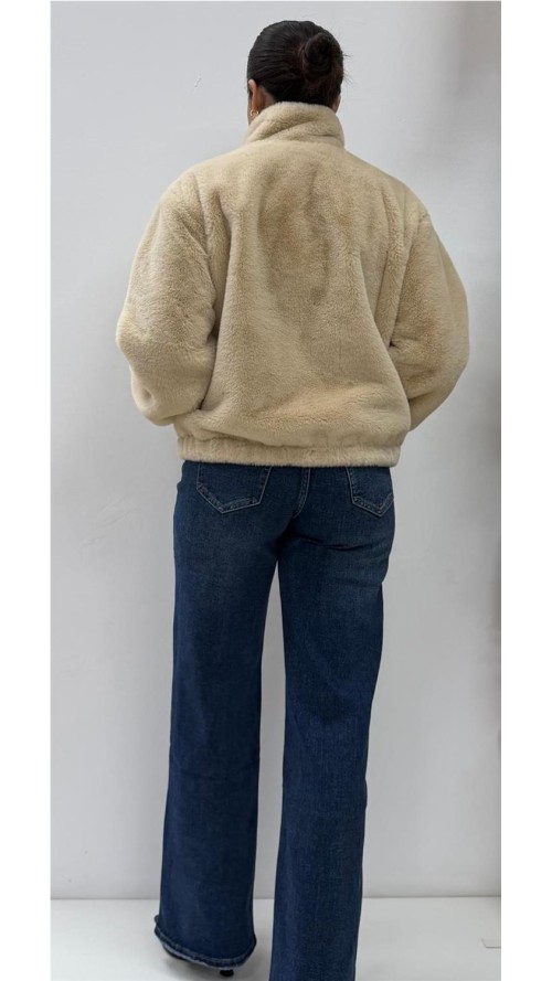 CHAQUETA BOMBER PELO BEIG