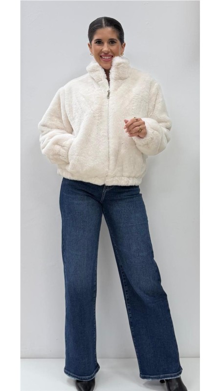 CHAQUETA BOMBER PELO BLANCO