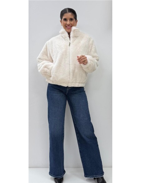 CHAQUETA BOMBER PELO BLANCO
