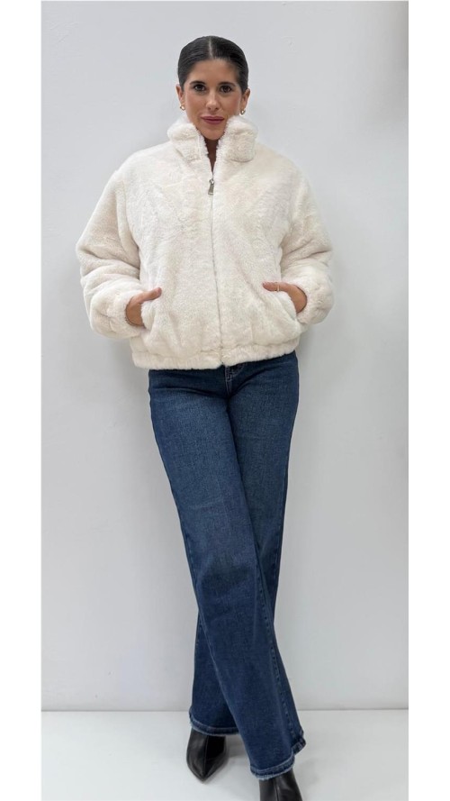 CHAQUETA BOMBER PELO BLANCO