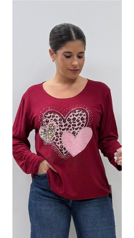 JERSEY 3 CORAZONES BURDEOS