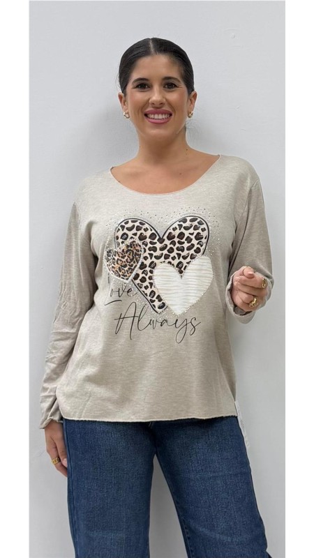 JERSEY 3 CORAZONES TAUPE