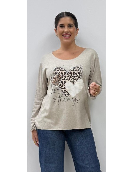 JERSEY 3 CORAZONES TAUPE