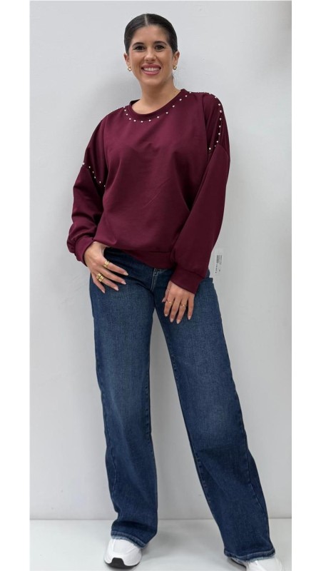 SUDADERA TACHAS BURDEOS