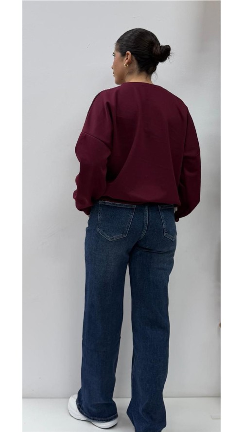 SUDADERA TACHAS BURDEOS