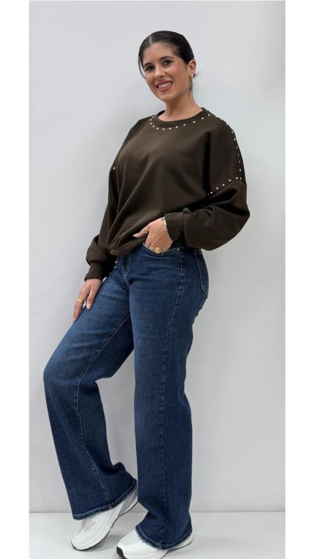 SUDADERA TACHAS MARRON