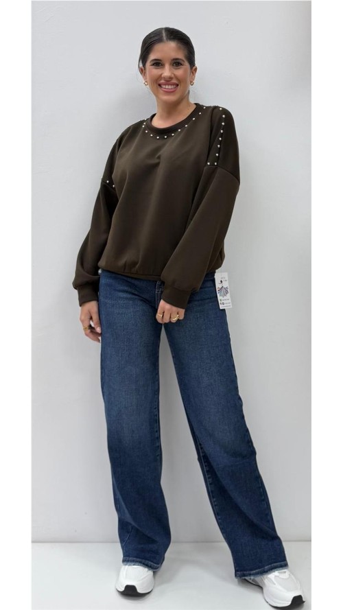 SUDADERA TACHAS MARRON