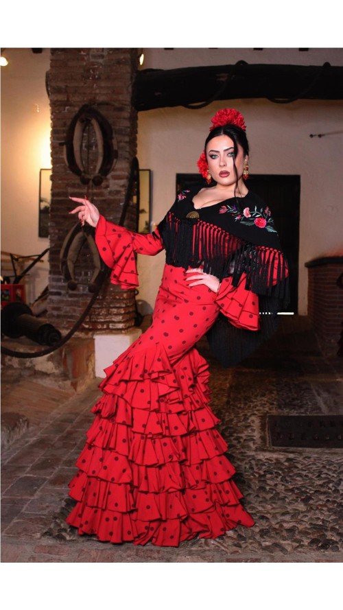 VESTIDO DE FLAMENCA ROSA ROJO