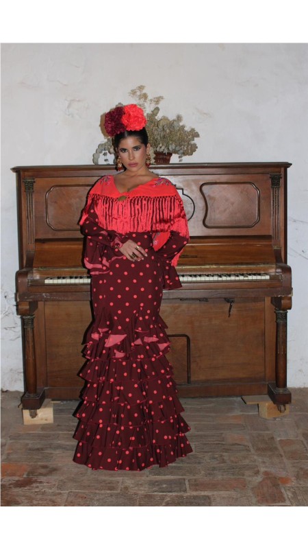 VESTIDO DE FLAMENCA ROSA MARRON