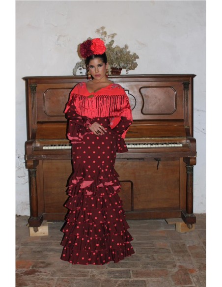 VESTIDO DE FLAMENCA ROSA MARRON