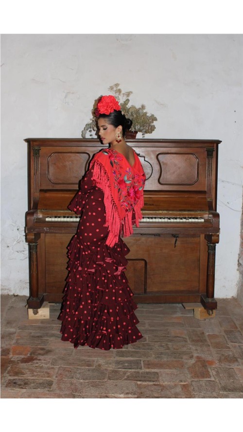 VESTIDO DE FLAMENCA ROSA MARRON