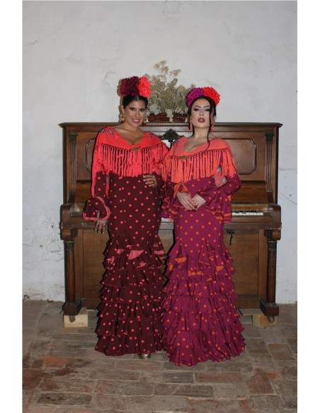 VESTIDO DE FLAMENCA ROSA MARRON