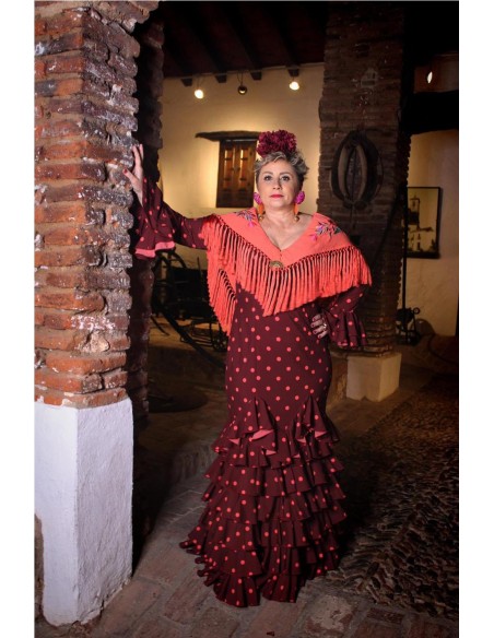 VESTIDO DE FLAMENCA ROSA MARRON