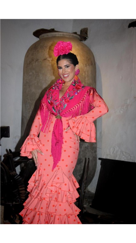 VESTIDO DE FLAMENCA ROSA NARANJA