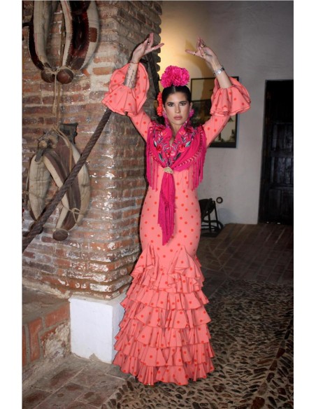 VESTIDO DE FLAMENCA ROSA NARANJA