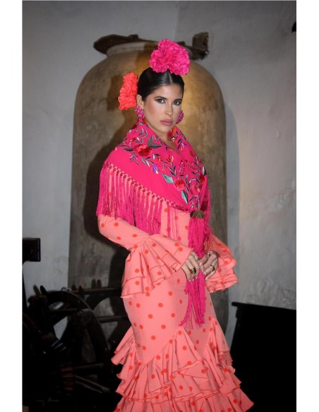 VESTIDO DE FLAMENCA ROSA NARANJA