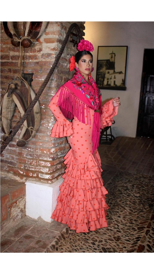 VESTIDO DE FLAMENCA ROSA NARANJA