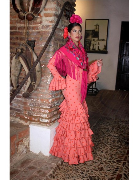 VESTIDO DE FLAMENCA ROSA NARANJA