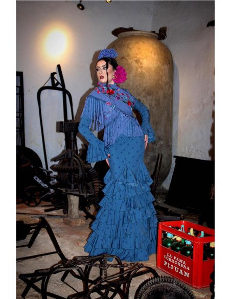 VESTIDO DE FLAMENCA ROSA AZUL