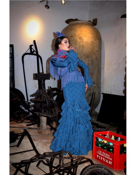 VESTIDO DE FLAMENCA ROSA AZUL