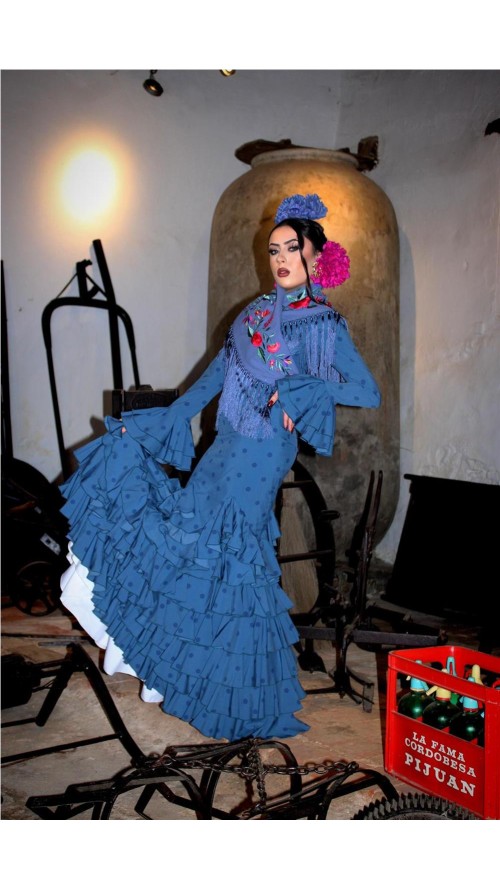 VESTIDO DE FLAMENCA ROSA AZUL