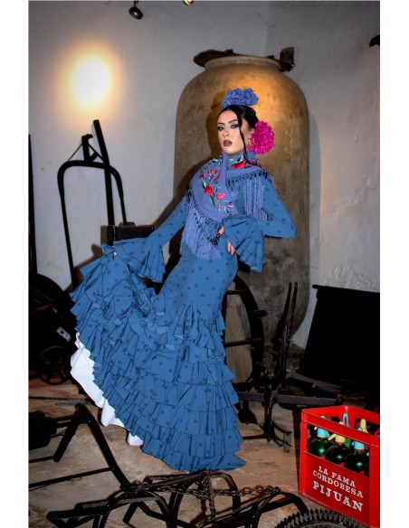 VESTIDO DE FLAMENCA ROSA AZUL