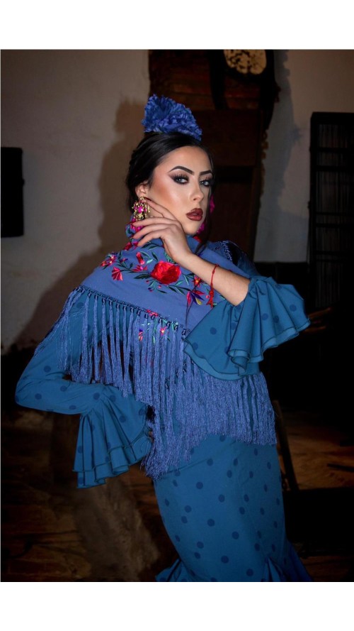 VESTIDO DE FLAMENCA ROSA AZUL