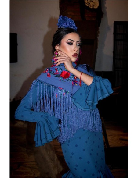 VESTIDO DE FLAMENCA ROSA AZUL
