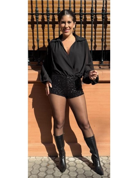 SHORT LENTEJUELAS NEGRO